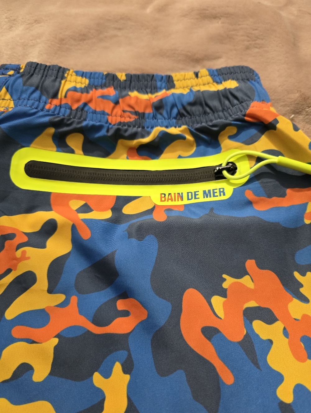 Bain De Mer Blue Multicolor Camouflage Orange Sugar Skull Swim Shorts Medium - Picture 7 of 14
